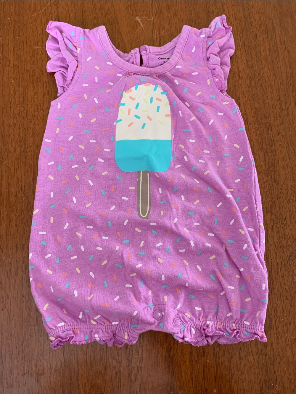 🍊5/$25 George Purple Ice Cream Sprinkles Romper size 0-3m